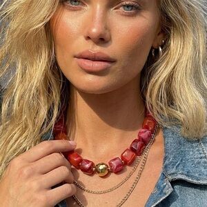 New! Himalaya Beaded Stone Necklace (1379)